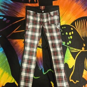 Royal Bones Plaid Split Skinny Jeans